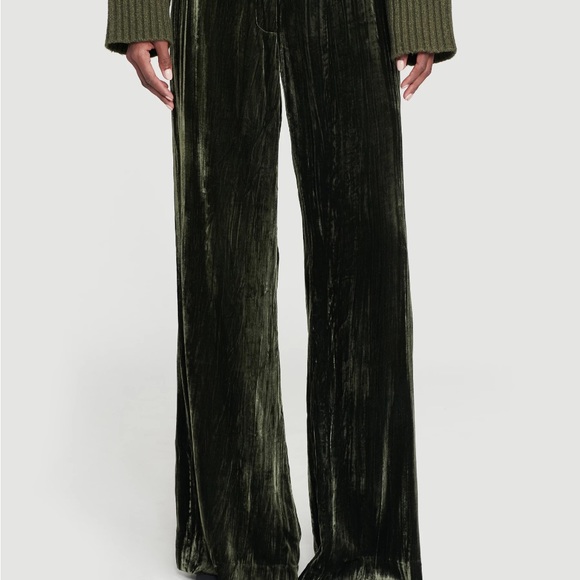 Frame Brand SOFT crushed velvet forest green pants - Picture 2 of 5